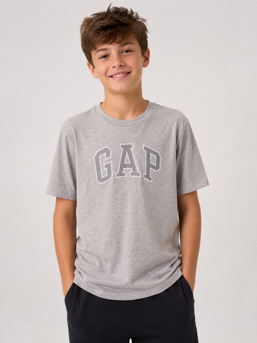 GAP Boys Youth Cotton XXL 14–16 Grey Logo T-Shirt